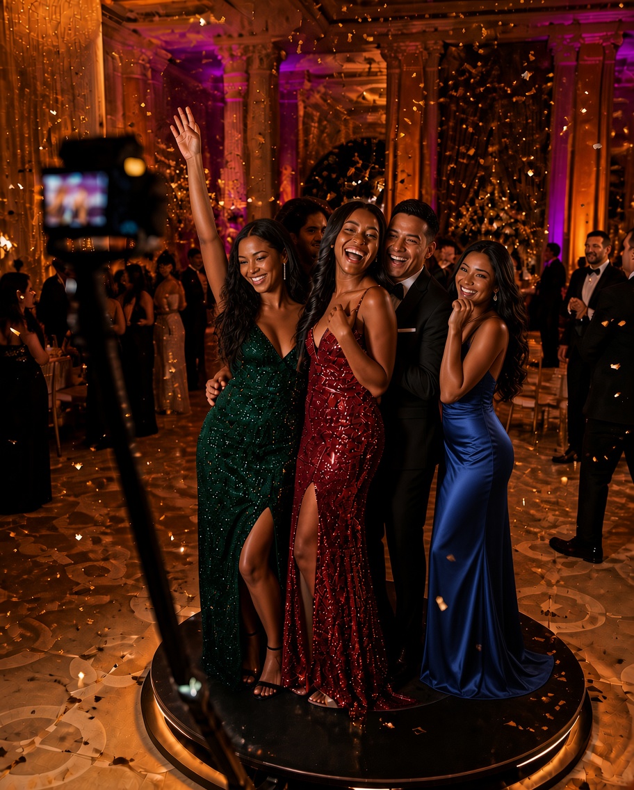 Guests on a 360 photo booth