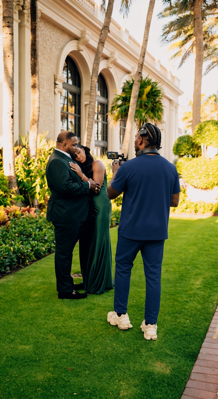 Videographer filming a couple